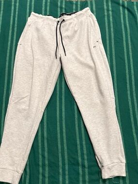 Russell Athletic Light Gray Men's Fleece Joggers with Black Drawstring